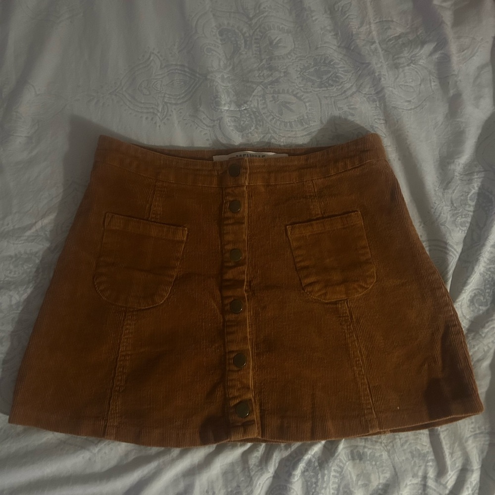 Brandy Melville Brown Corduroy Button-Front Skirt